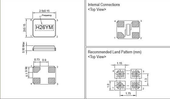 貼片型石英晶體諧振器,2520貼片石英晶振,HSX221SA晶振