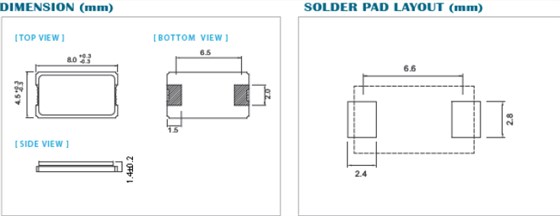 XQ晶振,行車記錄儀晶振,8045mm晶振