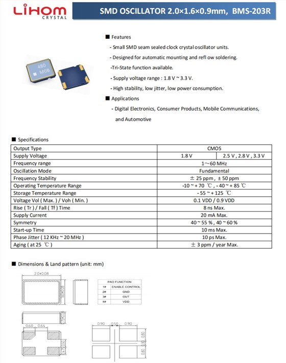 BMS-203R規(guī)格