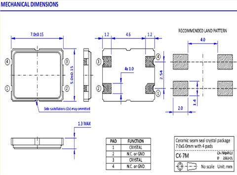 S7M33.0000F18E23-EXT,7050mm,S7M晶體,NKG無(wú)線(xiàn)局域網(wǎng)晶振,33MHZ