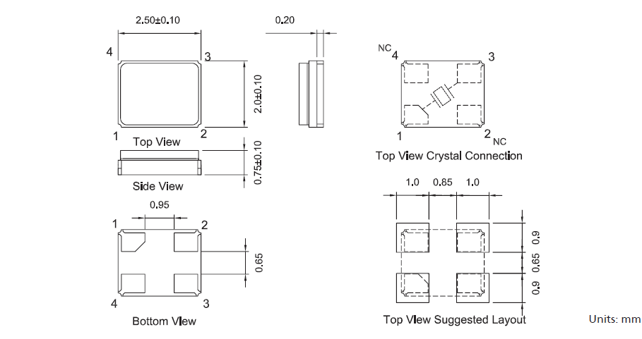 貼片型四腳石英晶振,陶瓷面晶體諧振器,7S晶振,7S-12.000MAHE-T晶振