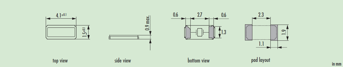 無源32.768K時鐘晶體,4115mm進(jìn)口諧振器,JTX410晶振