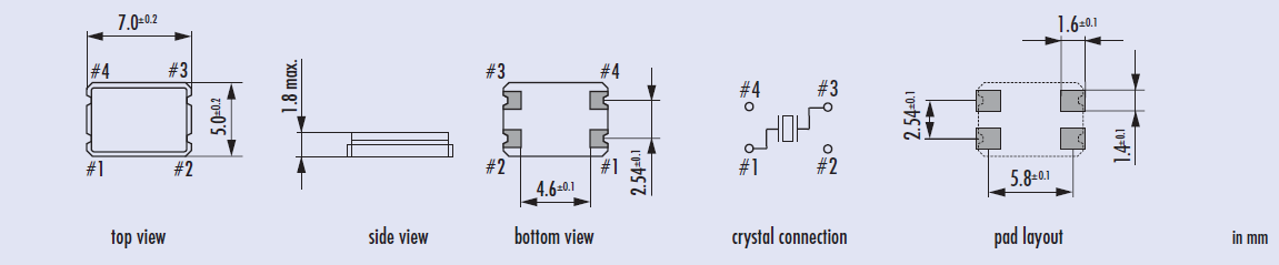 黑色陶瓷面石英晶體,MHZ7050進口諧振器,JXG75P4晶振