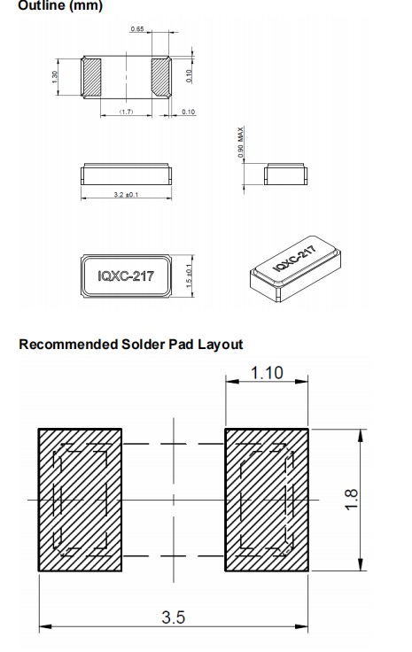 IQD晶振,IQXC-217晶振,兩腳貼片晶振