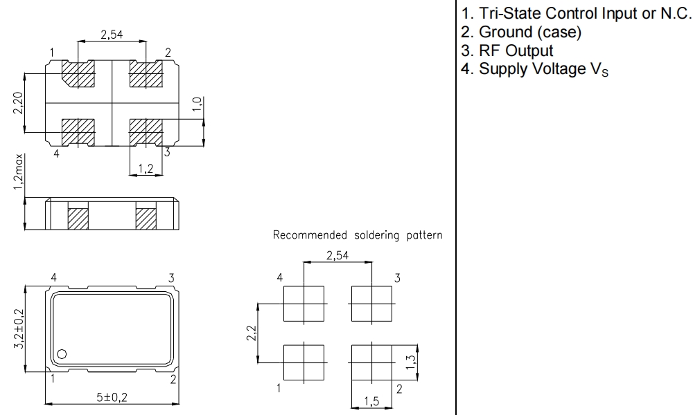 XO-53000H無線模塊晶振,XO-53331HST-LF-45.000MHz,KVG低電壓振蕩器