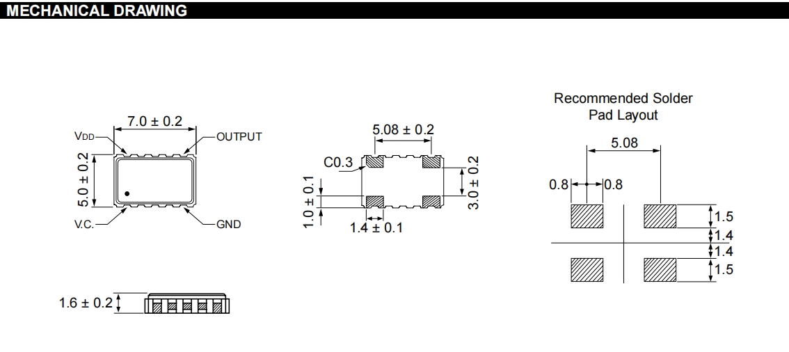 HE-TXO-75智能家居晶振,HEC有源振蕩器,7050mm溫補晶振