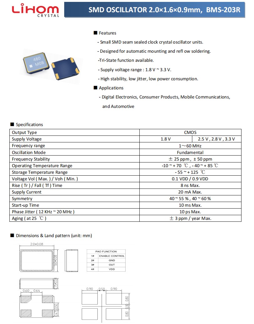 BMS-203R規(guī)格